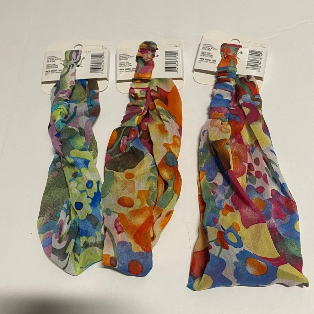 3pc Scunci Effortless‎ Beauty Hair Scarves Floral Multicolor Fashion Headwrap
